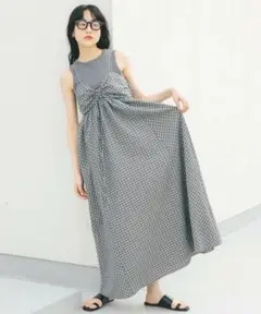 美品 KBF ドロストチェックキャミワンピース