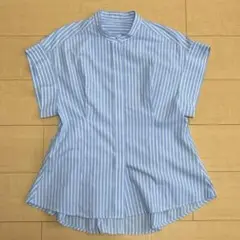 ブルー 半袖シャツ ストライプ オリビア PLAISIR