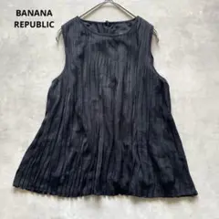 BANANA REPUBLIC ブラック ノースリーブ プリーツカットソー