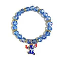 スティッチ 青 ガラス ブレスレット アクセサリー キラキラ ディズニー