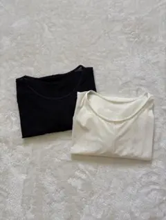 L）ユニクロ×マメクロゴウチ　シアークルーネックT 2枚セット