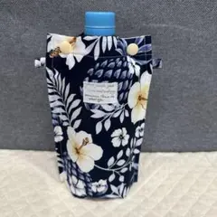 ペットボトルカバー 紺色 ハワイアン ハイビスカス