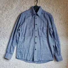 美品 DELSIENA ボタンダウン ヘリンボーン厚手コットンメンズシャツ