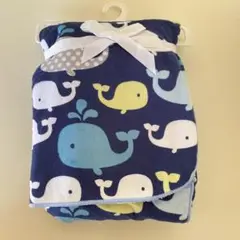 新品 ベビー毛布 ブランケット くじら クジラ 毛布 ボア ネイビー 膝掛け