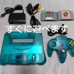 【動作確認済】ニンテンドー64　本体 クリアブルー　ソフト　セット　①