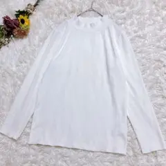 アーバンリサーチドアーズ【M】コットン混　長袖　リブニット　ハイネック　ホワイト