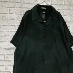 半袖シルクシャツ！アロハ　ブラックXLオーバーサイズ721