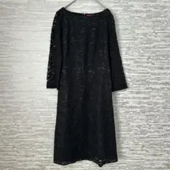 モカシン　黒レースワンピース 長袖 フォーマル 1号　シンプル　セレモニー