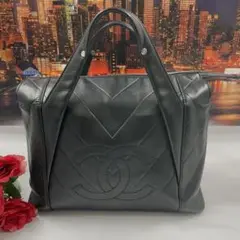 CHANEL シャネル シェブロン Vステッチ ミニ ボストン ハンドバッグ