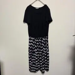 TRANS WORK ネイビー 半袖 ワンピース 40 Lサイズ
