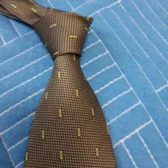 USED品　HENRYPOOL 茶色ゴールド ドットパターン ビジネスネクタイ