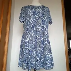 ブルー系Aライン快適チュニック