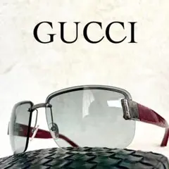 美品　GUCCI　グッチ　サングラス　GGロゴ　ブラックレンズ　レッドテンプル