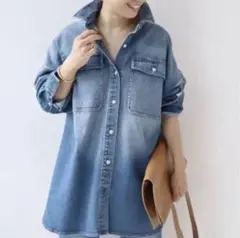☆美品☆plage 【Healthy denim 】BLUE BIGシャツ