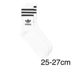 新品　アディダス　25-27cm ソリッド　ミッドクルーソックス　白1足セット