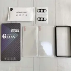 2+2枚セットガイド枠付き 強化ガラス Galaxy S23用 ガラスフィルム
