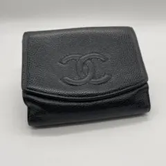 CHANEL シャネル 折り財布 Wホック キャビアスキン ココマーク