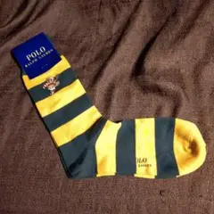 新品ポロメンズソックス黄✕緑