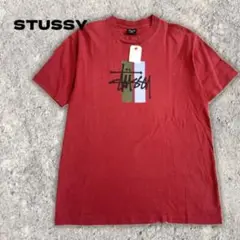 ステューシー 半袖Tシャツ えんじ USA 黒タグ シングルステッチ B009