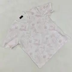 MEN'S BIGI Tシャツ 半袖 花柄 Vネック ポリエステル Mサイズ