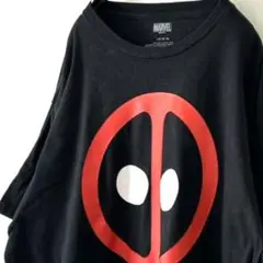マーベル MARVEL デッドプール ロゴ Tシャツ L ブラック 黒 古着