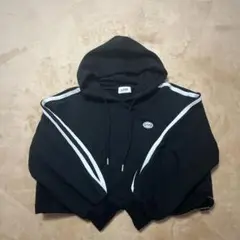 L7XC ブラック クロップドパーカー トレーナー Sサイズ