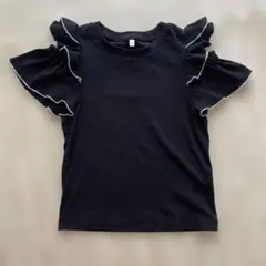 GU フリル袖 黒 Tシャツ