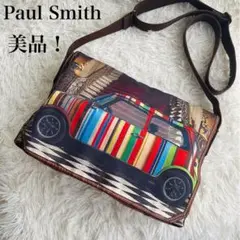 【美品】ポールスミス ショルダーバッグ 転写 プリント マルチカラー A4