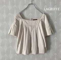 LAGRIFFEカットソー淡ベージュ　半袖　後ろファスナー春夏秋b406