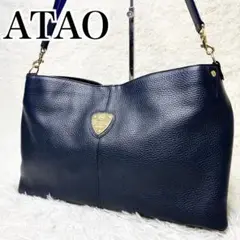 極美品 ATAO エルヴィ ショルダーバッグ ハンドバッグ 2way ネイビー