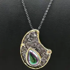 ■新品■ オパール ブラック シルバー 925 ネックレス ゴールド ペンダント