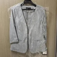 ②triple rund ストライプ ノーカラージャケット M 新品　未使用