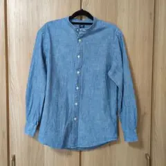 UNIQLO ノーカラーデニムシャツ 長袖 S