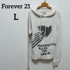 フォーエバー Forever 21 イラスト付きフーディー【L】 秋 冬