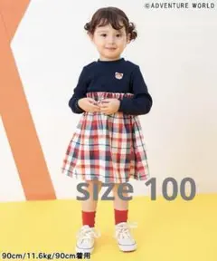 アプレレクール⭐︎アドベンチャーワールド/チェックワンピース 100