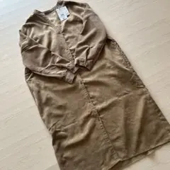 オウンコーデ　コーデュロイロングシャツワンピース　ブラウン　Ｌ