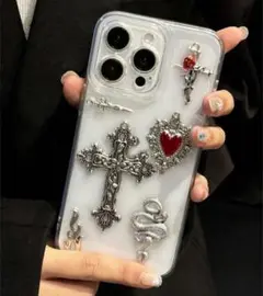 レトロゴシック　クロスハート　iPhoneケース　スマホケース　iPhone13