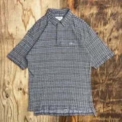 IZOD チェック 総柄 半袖 ポロシャツ 刺繍 ロゴ 90s 古着