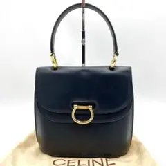 極美品✨ セリーヌ ハンドバッグ ダブルフラップ レザー ネイビー ガンチーニ