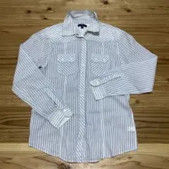 Gap ストライプ　シャツ　ブルー×ホワイト　レディース　M