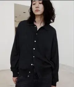 T/C BASIC KNIT SHIRT CARDIGAN S チャコールWYM