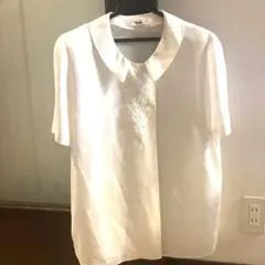 マダムジョコンダ　ホワイト刺繍半袖シャツL