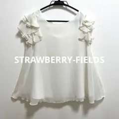 STRAWBERRY-FIELDS ホワイトフリル半袖カットソー　M