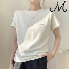 トップス　Tシャツ　レディース　半袖　白　M 新品　無地　シンプル　クルーネック