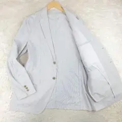 ユニクロ　シアサッカー　テーラードジャケット　ストライプ　XL