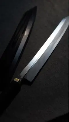 源泰邦　粉末ステンレス本焼 河豚引包丁 尺 本焼 青鋼 水牛黒檀八角柄 名入 黒塗鞘・袱紗付