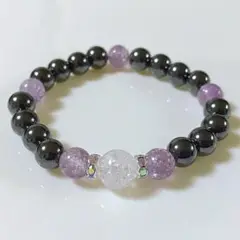 AAAクラック水晶×ヘマタイトブレスレット