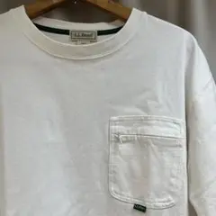L.L.Bear ホワイト Tシャツ ポケット付き　厚手