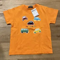 moujonjon 車プリント Tシャツ 100cm オレンジ