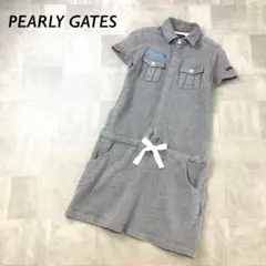 PEARLY GATES コットン ニット ミニ ワンピース 半袖 グレー